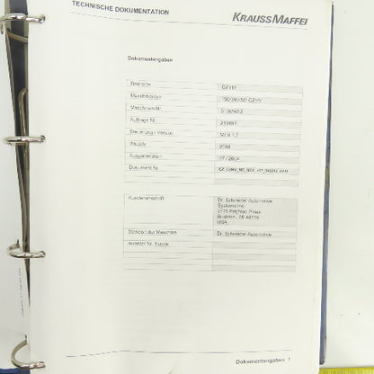 Krauss Maffei KM 150/ 390 55 CZ HV Injection Molding Technical Documentation