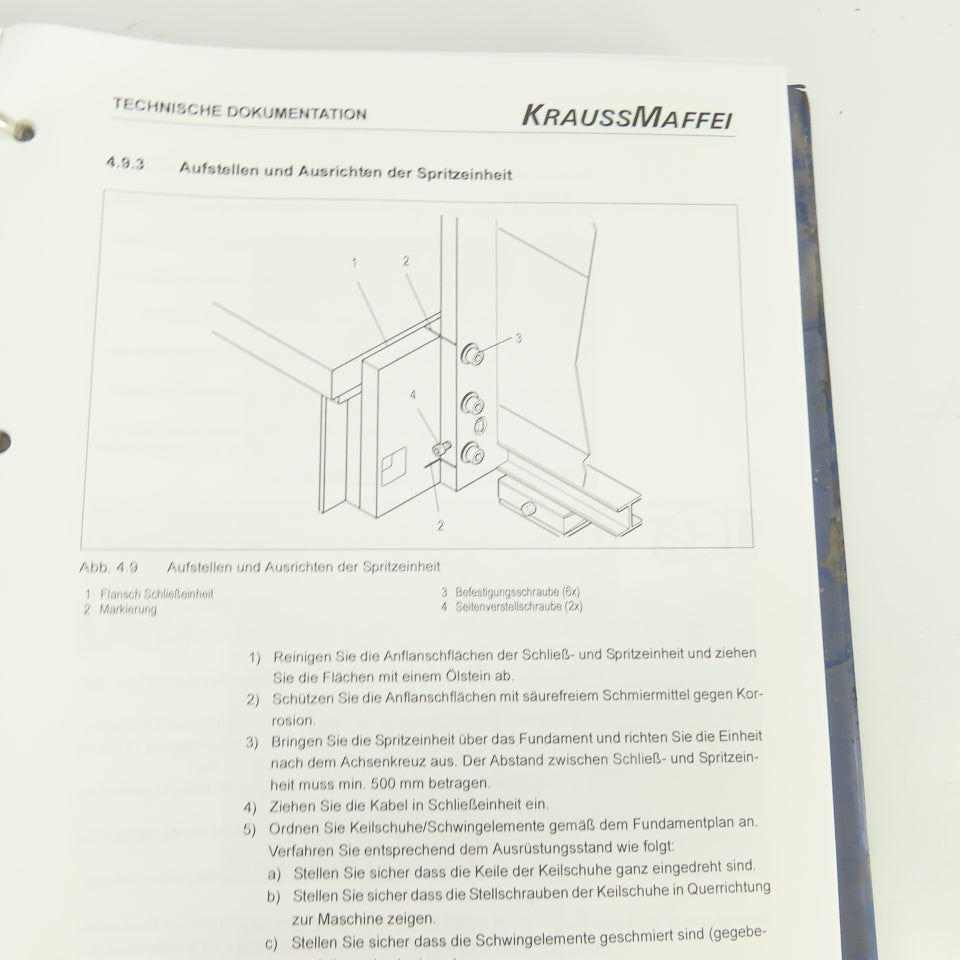 Krauss Maffei KM 150/ 390 55 CZ HV Injection Molding Technical Documentation