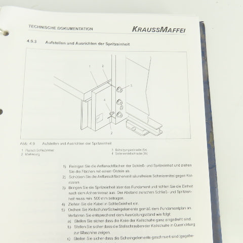 Krauss Maffei KM 150/ 390 55 CZ HV Injection Molding Technical Documentation