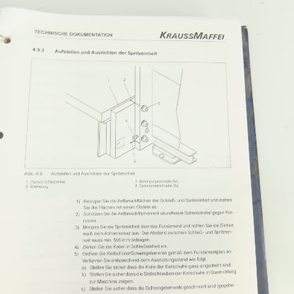 Krauss Maffei KM 150/ 390 55 CZ HV Injection Molding Technical Documentation