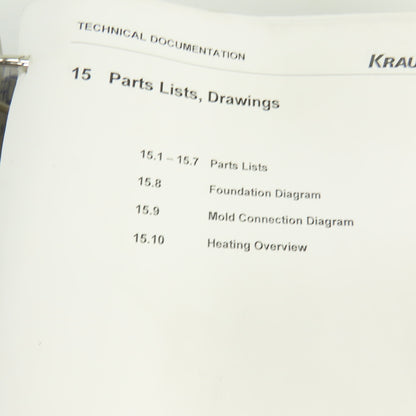 Krauss Maffei KM 150/ 390 55 CZ HV Injection Molding Parts List & Drawings