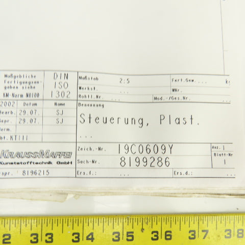Krauss Maffei KM 150/ 390 55 CZ HV Injection Molding Parts List & Drawings