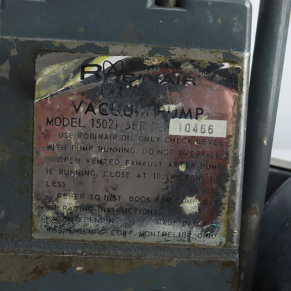 Robinair 15021 1/3HP Belt Driven Vacuum Pump 115V Single Phase 1725RPM