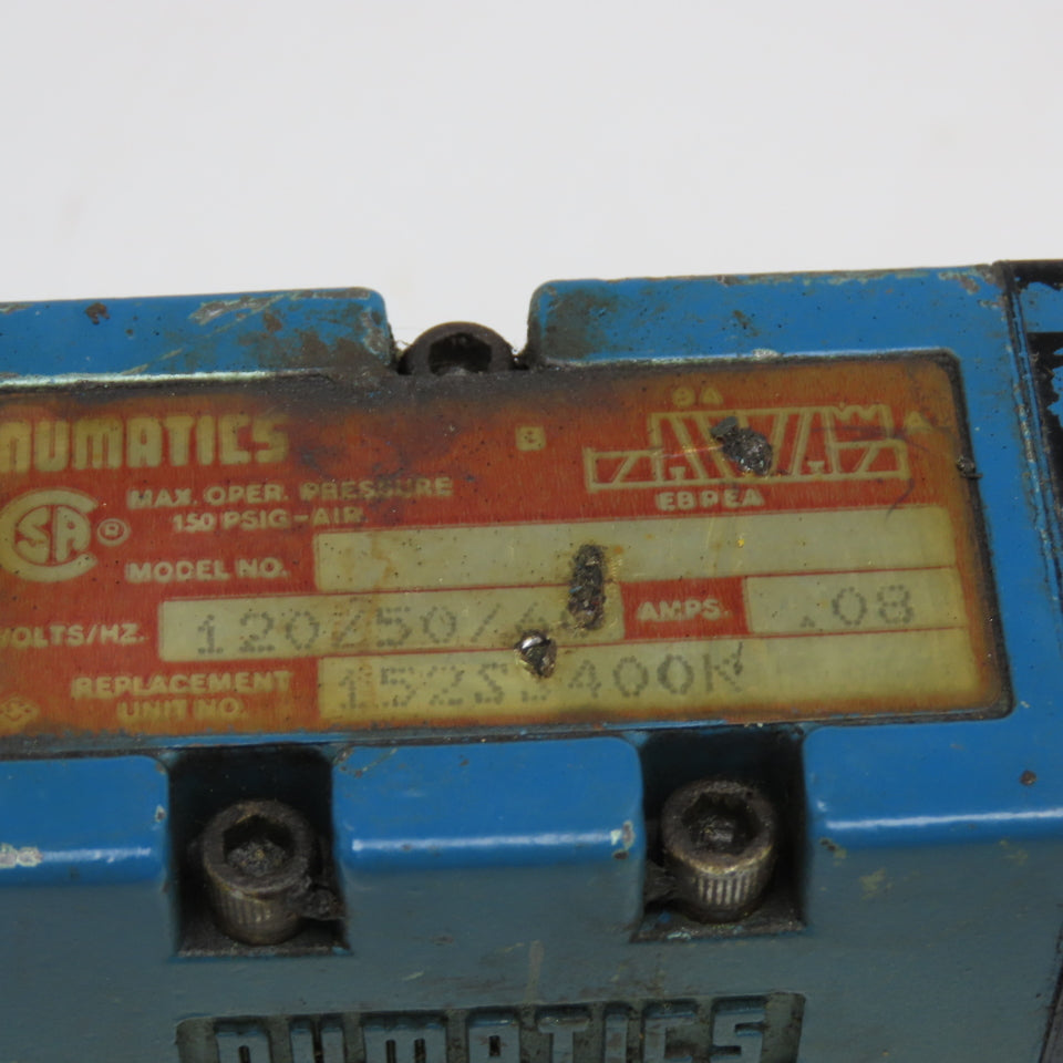 Numatics 152S3400K 4/2 Position Double Solenoid Valve Assembly 120V Coil