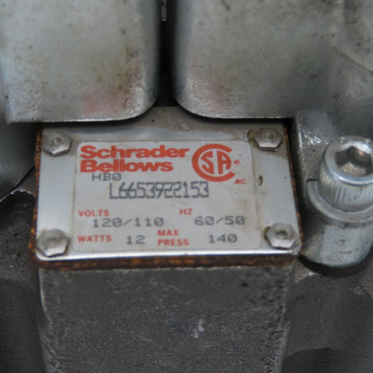 Shrader Bellows L6653922153 Pneumatic Double Solenoid Valve 120V Coil