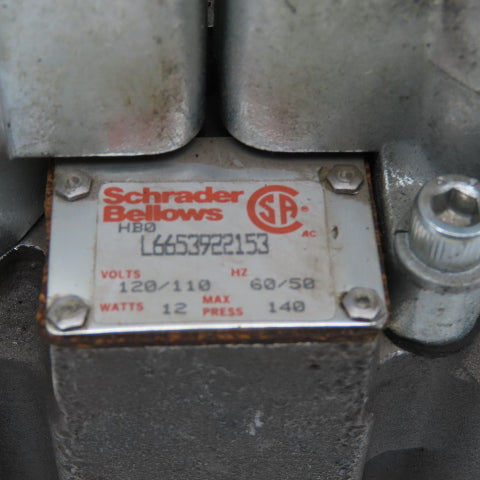 Shrader Bellows L6653922153 Pneumatic Double Solenoid Valve 120V Coil