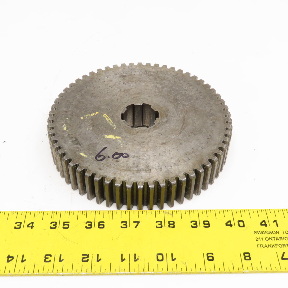 6.00" OD x 1-1/8" Spur Gear 20°PA 1-1/4" Spline Shaft 58T