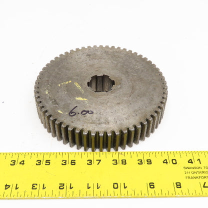 6.00" OD x 1-1/8" Spur Gear 20°PA 1-1/4" Spline Shaft 58T
