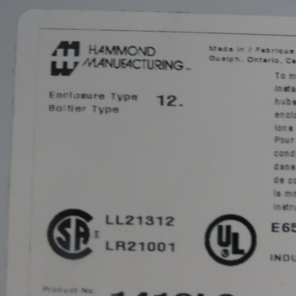 Hammond 1418L8 36"x30"x8" Type 12 Electrical Enclosure