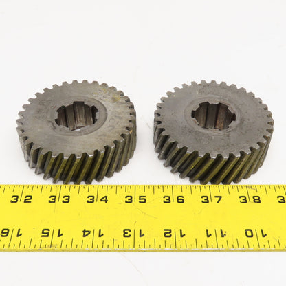 3.36" OD x 1-1/8" Right Hand Helical Gear 20°PA 1-1/4" Spline Shaft 32T Lot Of 2