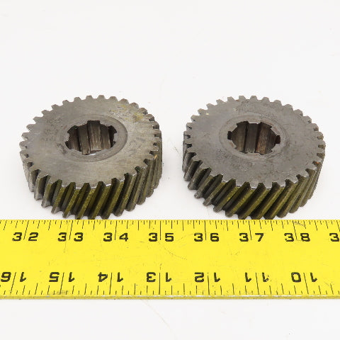 3.36" OD x 1-1/8" Right Hand Helical Gear 20°PA 1-1/4" Spline Shaft 32T Lot Of 2