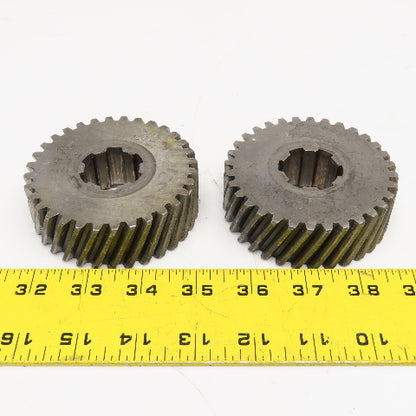 3.36" OD x 1-1/8" Right Hand Helical Gear 20°PA 1-1/4" Spline Shaft 32T Lot Of 2