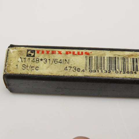 Titex A1148x31/64IN 31/64" Jobber HSS-E 2 Flute Drill Bit 4" OAL
