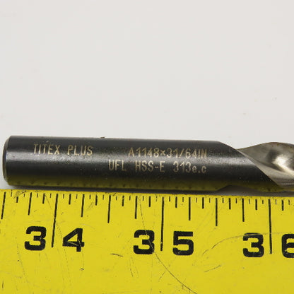 Titex A1148x31/64IN 31/64" Jobber HSS-E 2 Flute Drill Bit 4" OAL