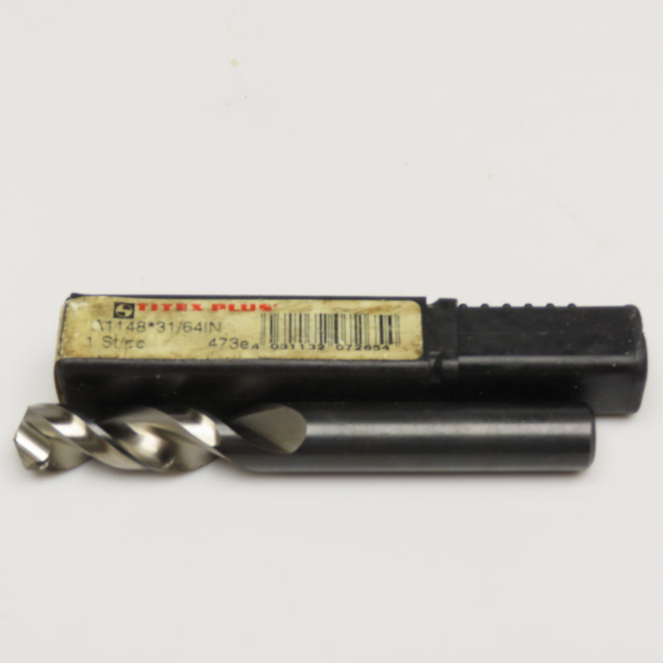 Titex A1148x31/64IN 31/64" Jobber HSS-E 2 Flute Drill Bit 4" OAL