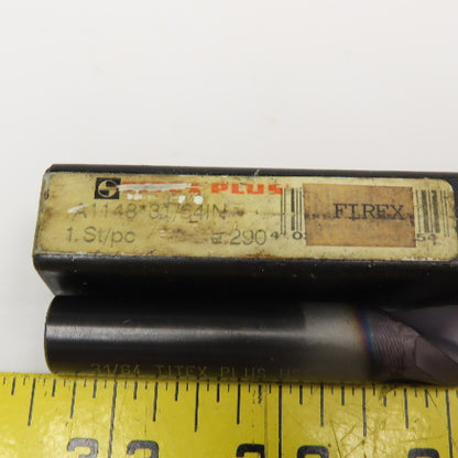 Titex A1148x31/64IN 31/64" Jobber HSS Firex Coated 2 Flute Drill Bit 4" OAL