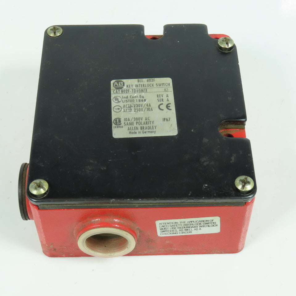 Allen Bradley 802F-TD60M11 Safety Key Interlock Switch 10A/300V AC