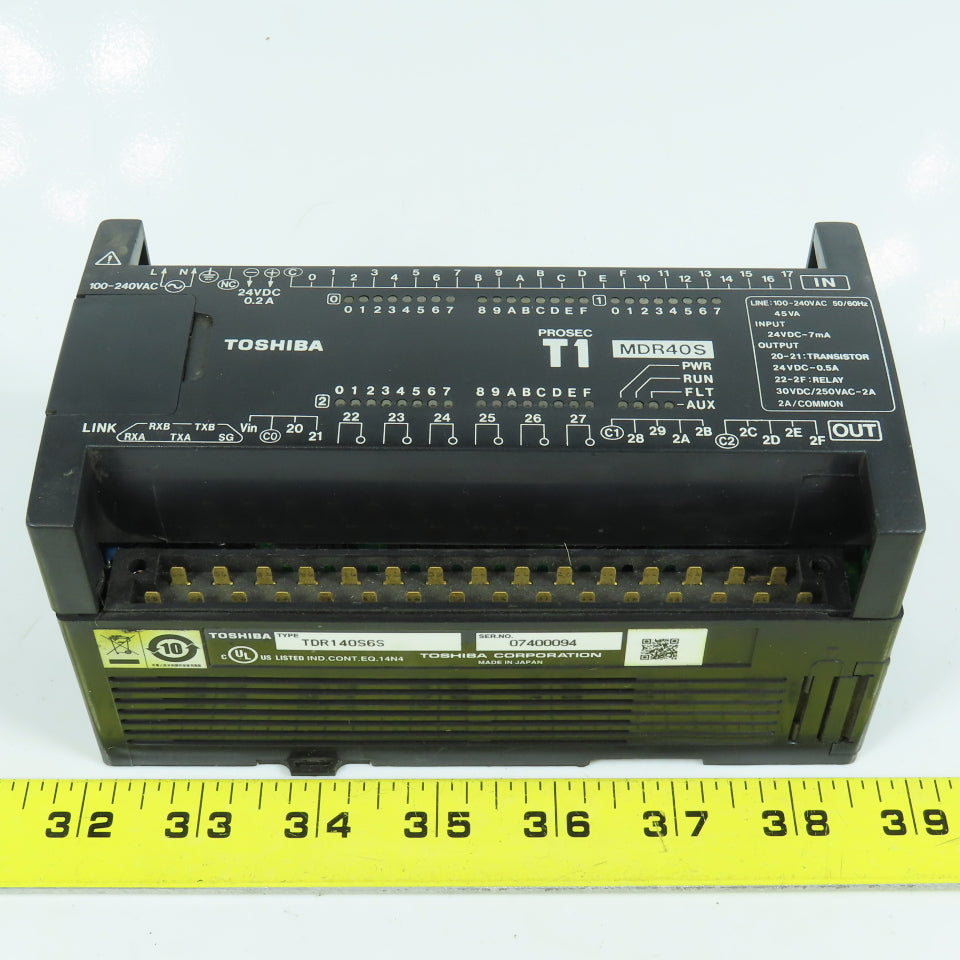 Toshiba TDR140S6S PLC Programmable Controller 24VDC Input 100-240VAC 50-60Hz 2A