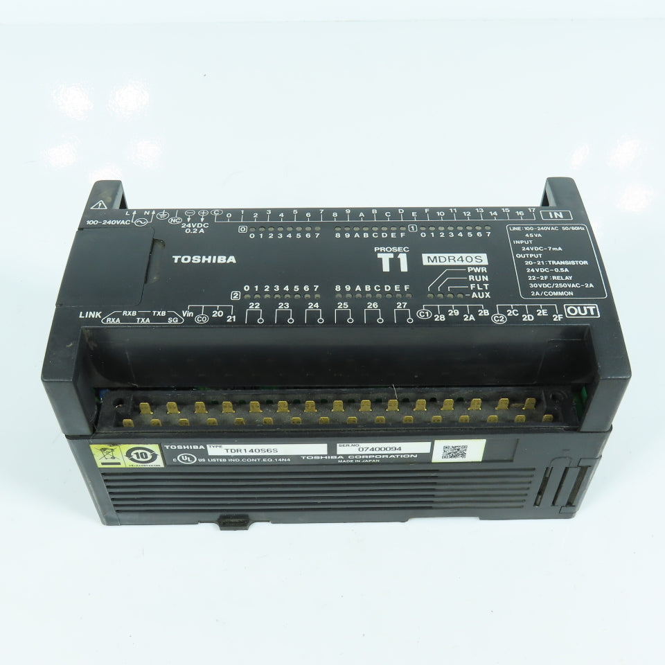 Toshiba TDR140S6S PLC Programmable Controller 24VDC Input 100-240VAC 50-60Hz 2A