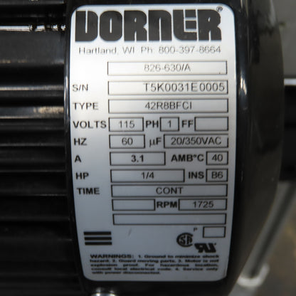Dorner 12" x 72" Slider Bed Belt Conveyor 30FPM 1/4Hp 110V 1Ph