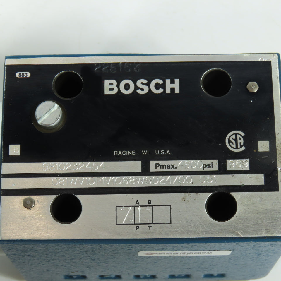 Bosch 9810232454 Hydraulic Directional Control Solenoid Valve 24V Coil 4600 PSI