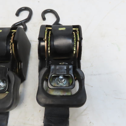 1-7/8" x 10'  Retractable Ratchet Tie-Downs - S-Hook Black Lot of 2