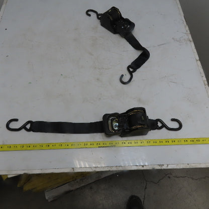 1-7/8" x 10'  Retractable Ratchet Tie-Downs - S-Hook Black Lot of 2