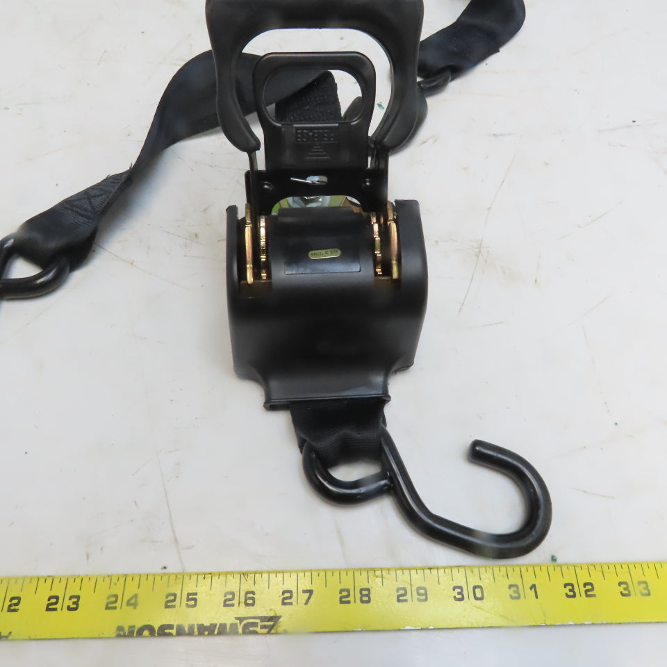 1-7/8" x 10'  Retractable Ratchet Tie-Downs - S-Hook Black Lot of 2