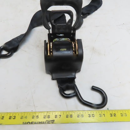 1-7/8" x 10'  Retractable Ratchet Tie-Downs - S-Hook Black Lot of 2