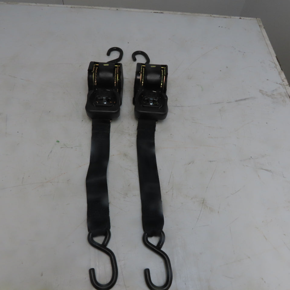 1-7/8" x 10'  Retractable Ratchet Tie-Downs - S-Hook Black Lot of 2