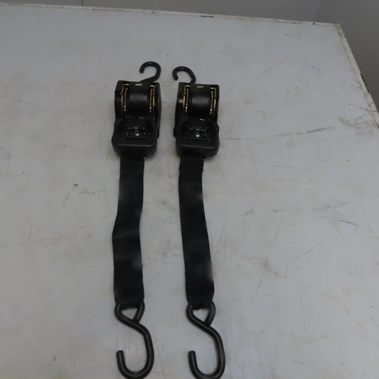 1-7/8" x 10'  Retractable Ratchet Tie-Downs - S-Hook Black Lot of 2