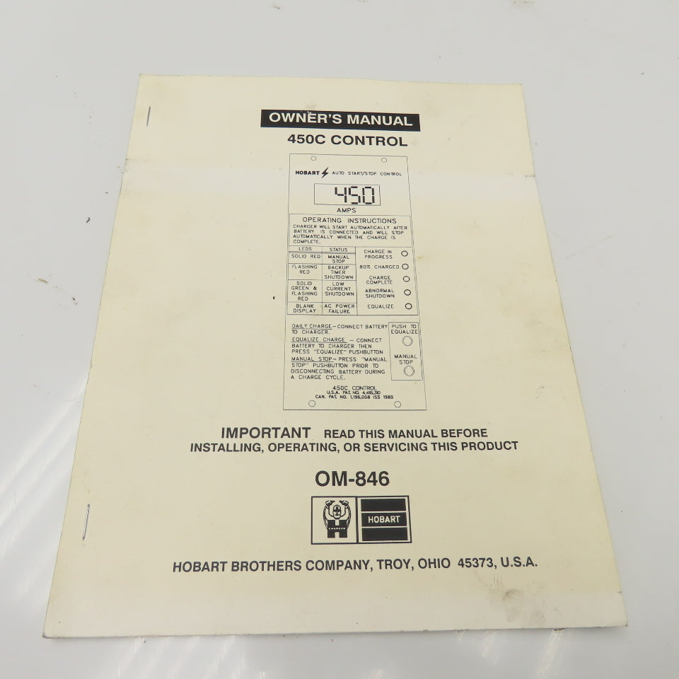 Hobart 450C Battery Charger Auto Start/Stop Control Parts Or Repair