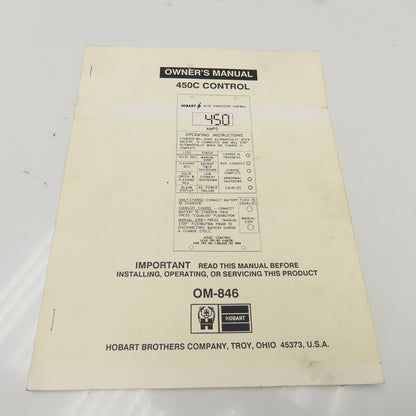 Hobart 450C Battery Charger Auto Start/Stop Control Parts Or Repair