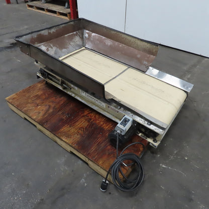 Plastic Process Equipment PUC-184 18" x 44" Infeed Slide Bed Belt Conveyor 10FPM 1Ph