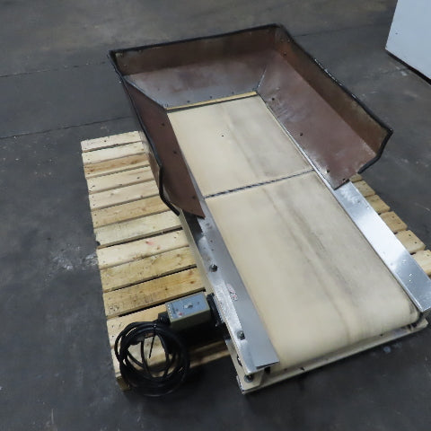 Plastic Process Equipment PUC-184 18" x 44" Infeed Slide Bed Belt Conveyor 12FPM 1Ph