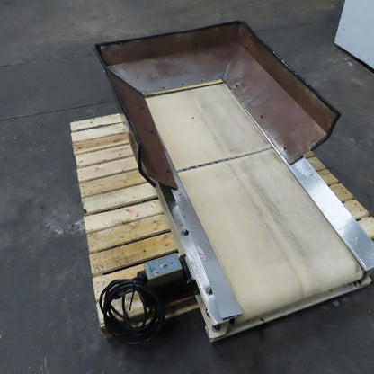 Plastic Process Equipment PUC-184 18" x 44" Infeed Slide Bed Belt Conveyor 12FPM 1Ph