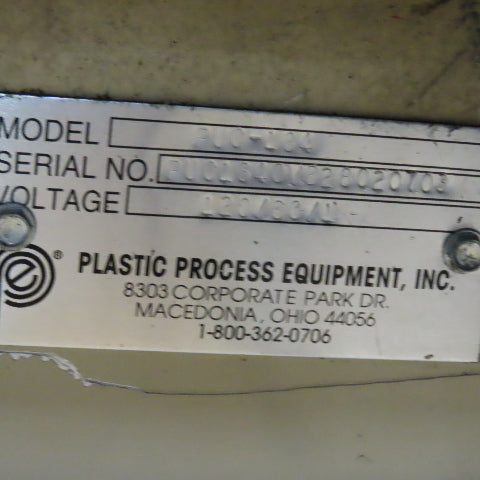 Plastic Process Equipment PUC-184 18" x 44" Infeed Slide Bed Belt Conveyor 12FPM 1Ph