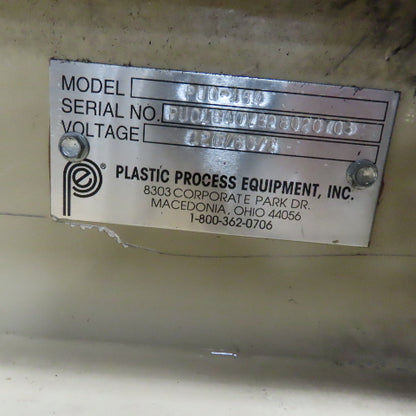 Plastic Process Equipment PUC-184 18" x 44" Infeed Slide Bed Belt Conveyor 12FPM 1Ph