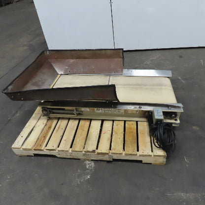 Plastic Process Equipment PUC-184 18" x 44" Infeed Slide Bed Belt Conveyor 12FPM 1Ph