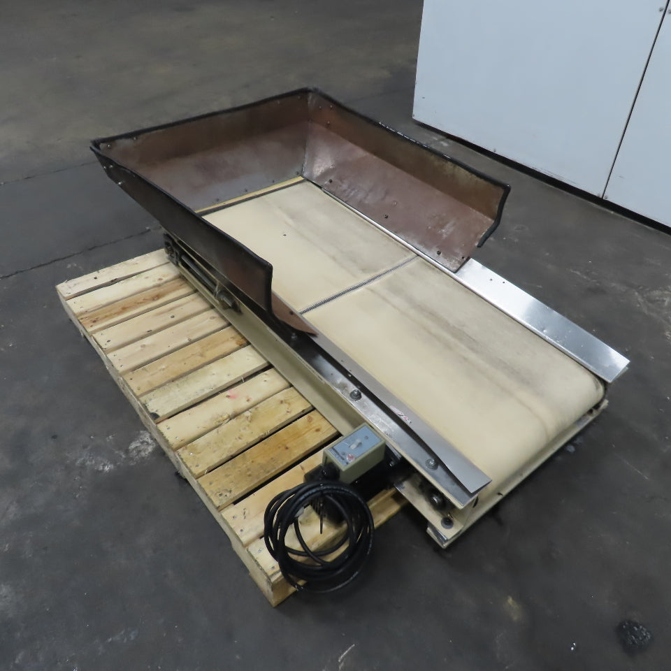 Plastic Process Equipment PUC-184 18" x 44" Infeed Slide Bed Belt Conveyor 12FPM 1Ph