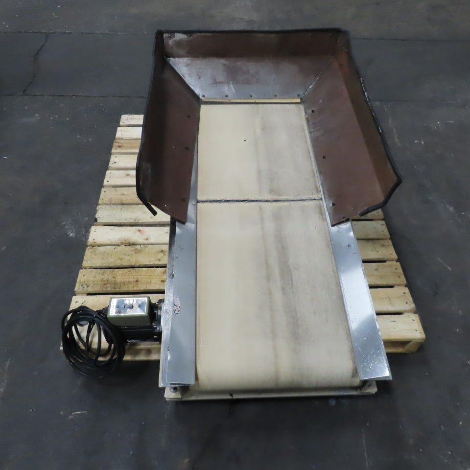 Plastic Process Equipment PUC-184 18" x 44" Infeed Slide Bed Belt Conveyor 12FPM 1Ph