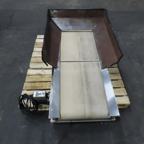 Plastic Process Equipment PUC-184 18" x 44" Infeed Slide Bed Belt Conveyor 12FPM 1Ph