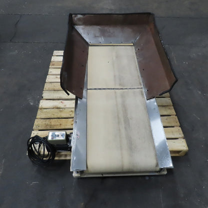 Plastic Process Equipment PUC-184 18" x 44" Infeed Slide Bed Belt Conveyor 12FPM 1Ph