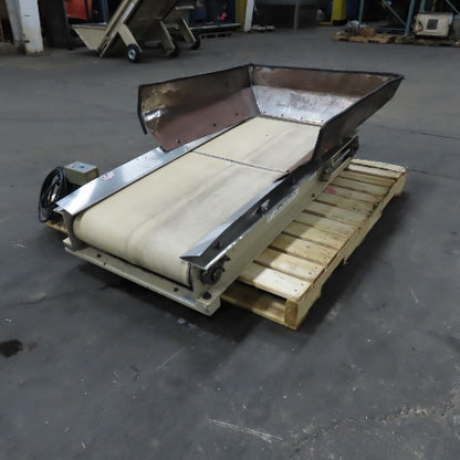 Plastic Process Equipment PUC-184 18" x 44" Infeed Slide Bed Belt Conveyor 12FPM 1Ph