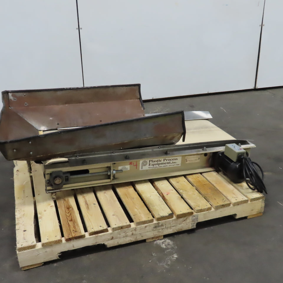 Plastic Process Equipment PUC-184 18" x 44" Infeed Slide Bed Belt Conveyor 12FPM 1Ph