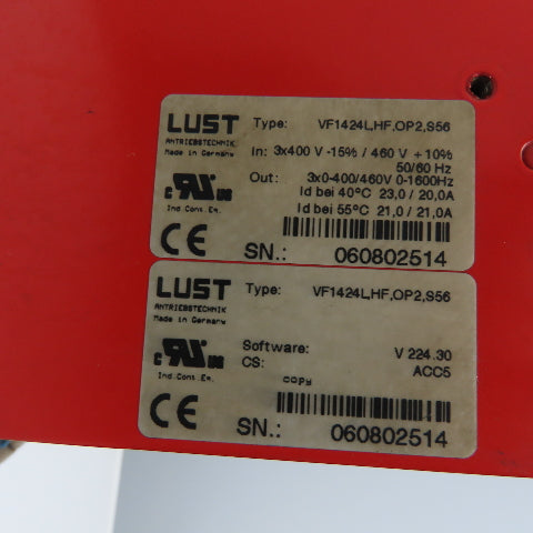 Lust VF1424L,HF,OP2,S56 Frequency Inverter Drive 400/460V 50/60Hz 0-1600Hz