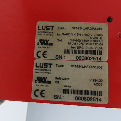 Lust VF1424L,HF,OP2,S56 Frequency Inverter Drive 400/460V 50/60Hz 0-1600Hz
