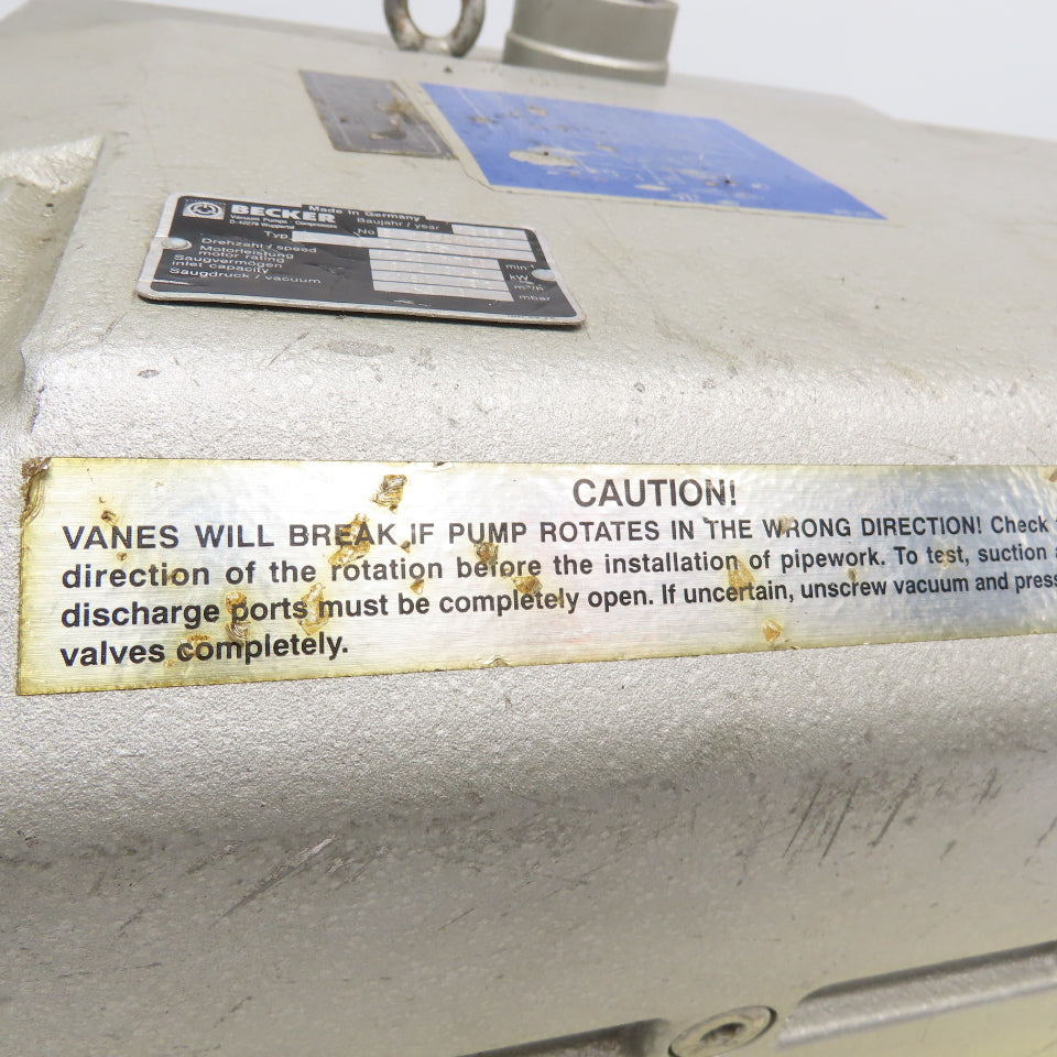 Becker U 2.165SA 113 CFM Rotary Vane Vacuum Pump Head Parts/Repair