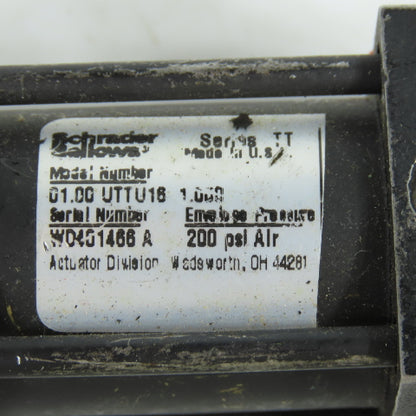 Schrader Bellows 01.00-UTTU16-1.000 Pneumatic Cylinder 1" Bore 1" Stroke 200 PSI