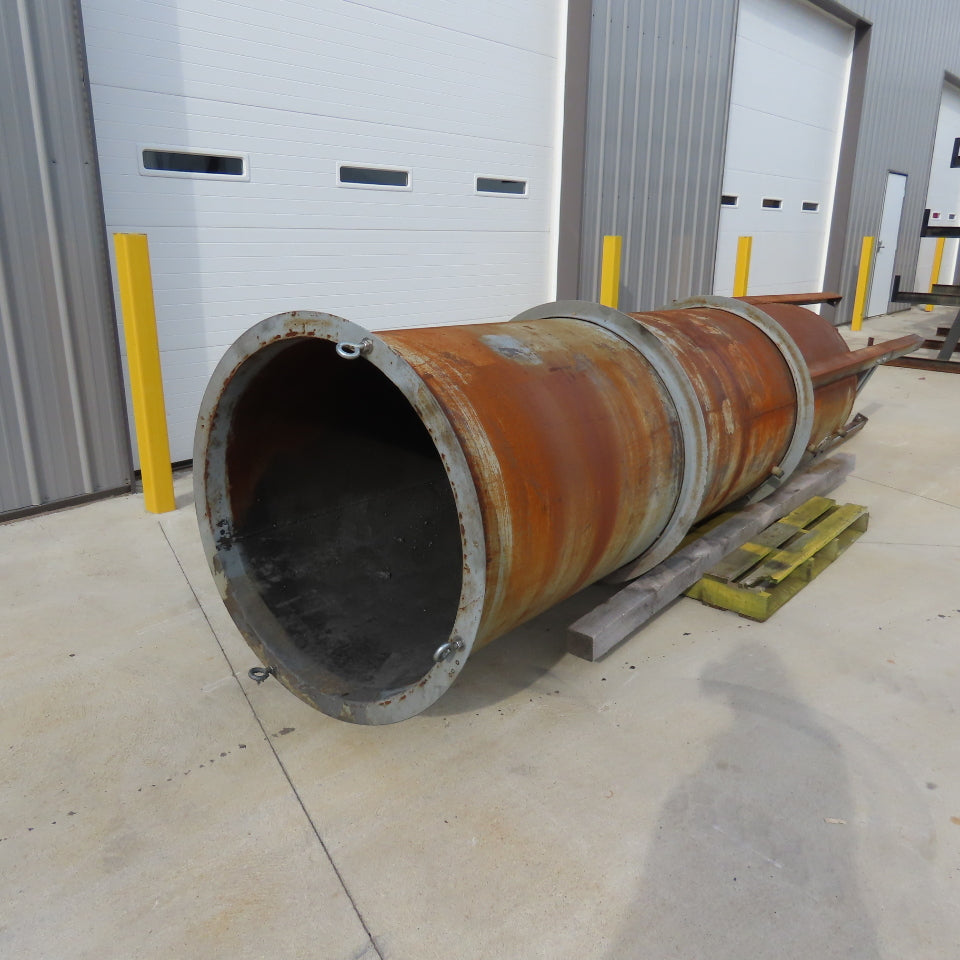 32" x 10' Open Top Thin Walled Steel Bulk Material Silo Funnel 15' Tall